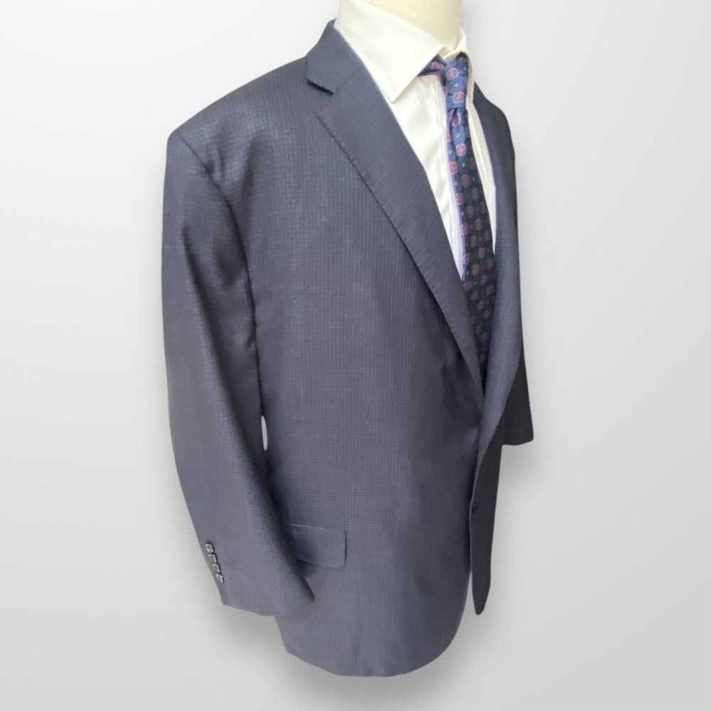 Executive Collection Tom James‎ 56R  Blue Black Plaid Blazer Sport Coat Jacket